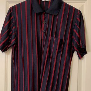 Harver Sharay Men's Black w/ Red Stripes Short sleeve Shirt S/M